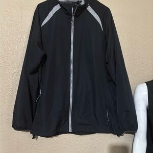 tek gear Black Windbreaker Jacket with Gray Reflective Accents